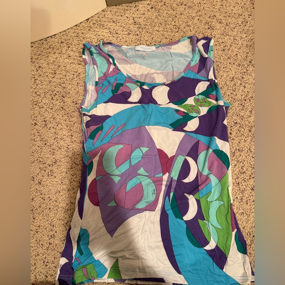 Emilio Pucci Blue and Purple Fitted Tank Top